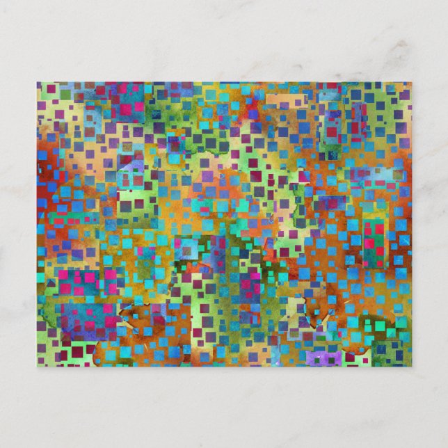 Farbenfrohe Abstrakte digitale Kunst mit Platz Postkarte (Vorderseite)