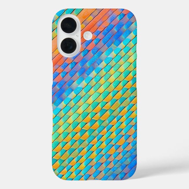 Farbenfrohe Abstrakte, digitale Muster iPhone 16 Hülle (Rückseite)