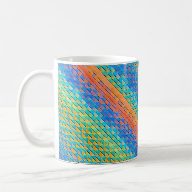 Farbenfrohe Abstrakte, digitale Muster Kaffeetasse (Links)