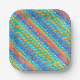 Farbenfrohe Abstrakte, digitale Muster Pappteller