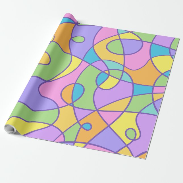 Farbenfrohe Abstrakte Doodle-Design Geschenkpapier (Ungerollt)