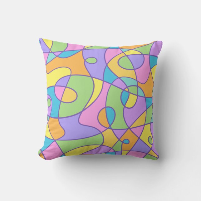 Farbenfrohe Abstrakte Doodle-Design Kissen (Vorderseite)