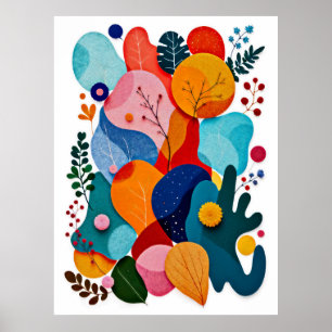Farbenfrohe Abstrakte Filz Blumen Boho Kinderzimme Poster