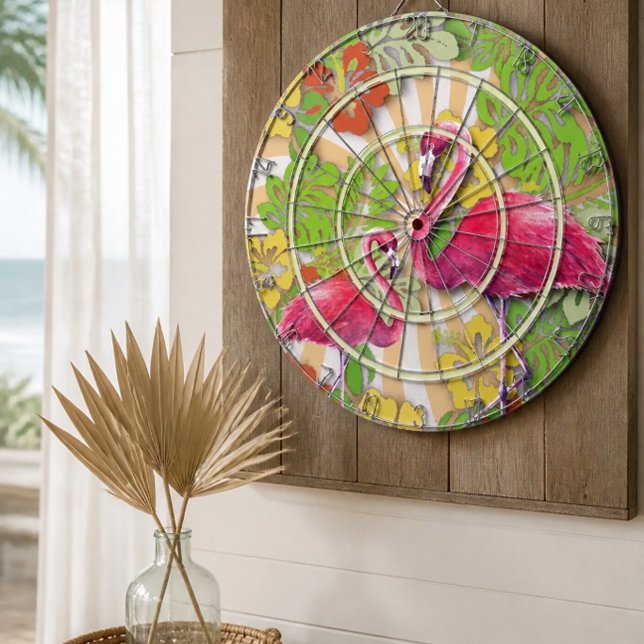 Farbenfrohe Abstrakte Flamingo & Dartboard Dartscheibe (Von Creator hochgeladen)