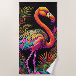 Farbenfrohe Abstrakte Flamingo Zeichnend Strandtuch