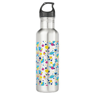 Farbenfrohe abstrakte Formen. Edelstahlflasche