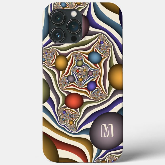 Farbenfrohe Abstrakte Fraktal Art Monogramm Case-Mate iPhone Hülle (Rückseite)