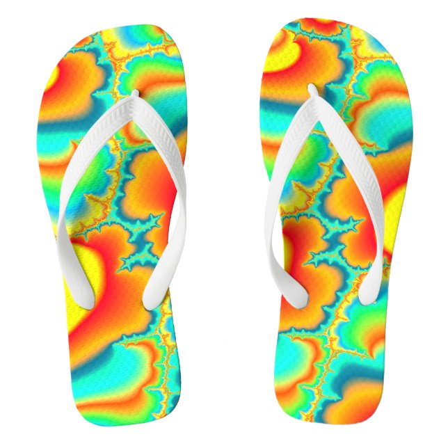 Farbenfrohe abstrakte Fraktal psychedelische Sitte Flip Flops (Fußbett)