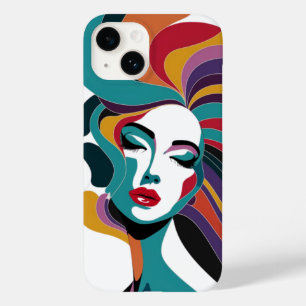 Farbenfrohe Abstrakte Frau mit Flower Hair Art Case-Mate iPhone 14 Hülle