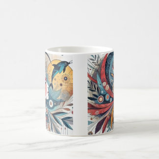 "Farbenfrohe Abstrakte Frau und Dolphin Kunst - Ku Kaffeetasse