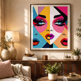 Farbenfrohe Abstrakte Frauen im Pop Kunst Poster