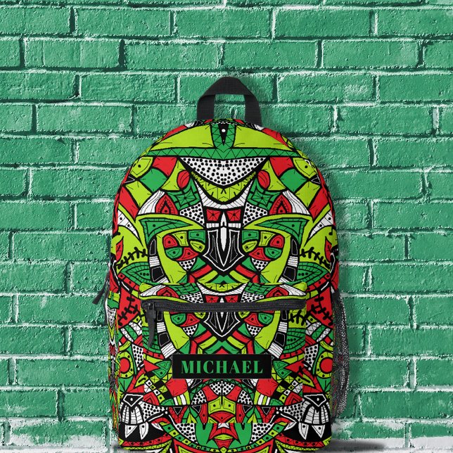 Farbenfrohe Abstrakte Funky Geometric Kaleidoscope Bedruckter Rucksack (Von Creator hochgeladen)