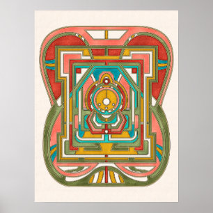 Farbenfrohe Abstrakte Geometrie Butterfly Art Nouv Poster