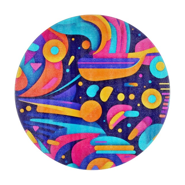 Farbenfrohe Abstrakte geometrische Fusion Schneidebrett (Vorderseite)