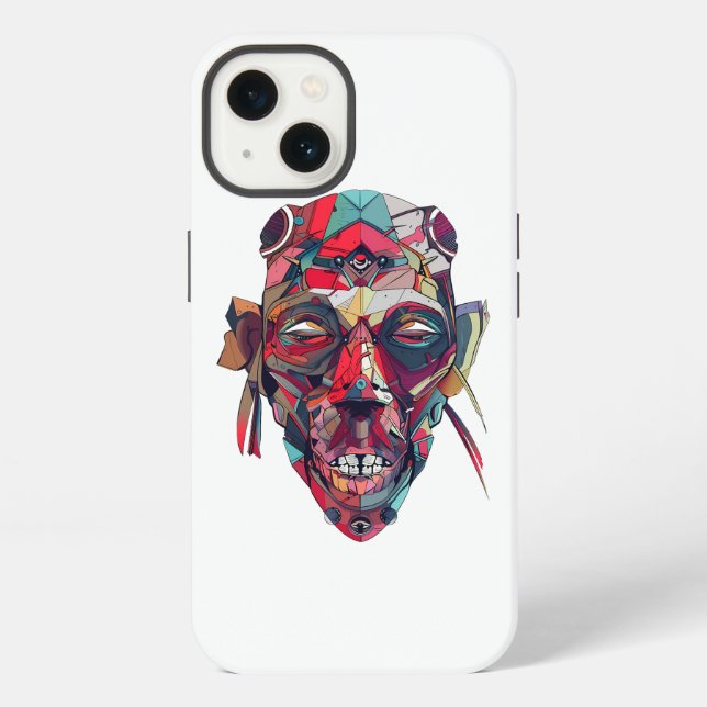 Farbenfrohe Abstrakte Gesichtskunst iPhone Hülle (Rückseite)
