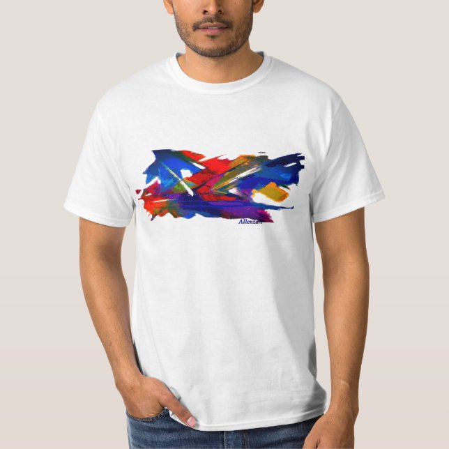 Farbenfrohe abstrakte Gestaltung auf T - Shirt (Vorderseite)