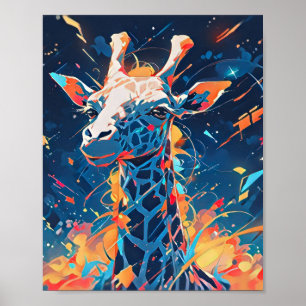 Farbenfrohe Abstrakte Giraffe Art Poster