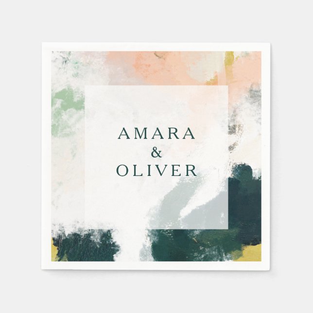 Farbenfrohe Abstrakte Hochzeit Napkins Serviette (Vorderseite)