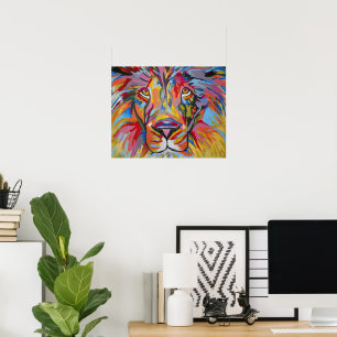Farbenfrohe Abstrakte Jungle Lion Poster