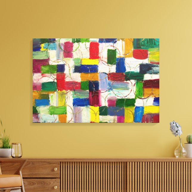 Farbenfrohe Abstrakte Kunst Geometric Contemporary Leinwanddruck (Insitu (Wohnzimmer))