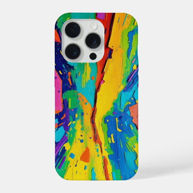 Farbenfrohe Abstrakte Kunst iPhone 15 Pro Hülle (Rückseite)