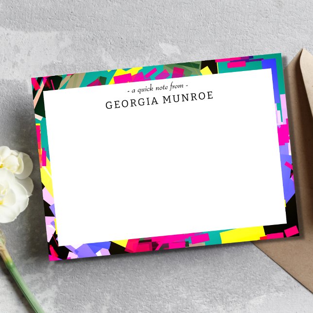 Farbenfrohe Abstrakte Kunst Personalisiert Station Mitteilungskarte (Von Creator hochgeladen)