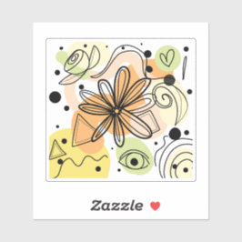 Farbenfrohe Abstrakte Kunst Zeichnend Aufkleber