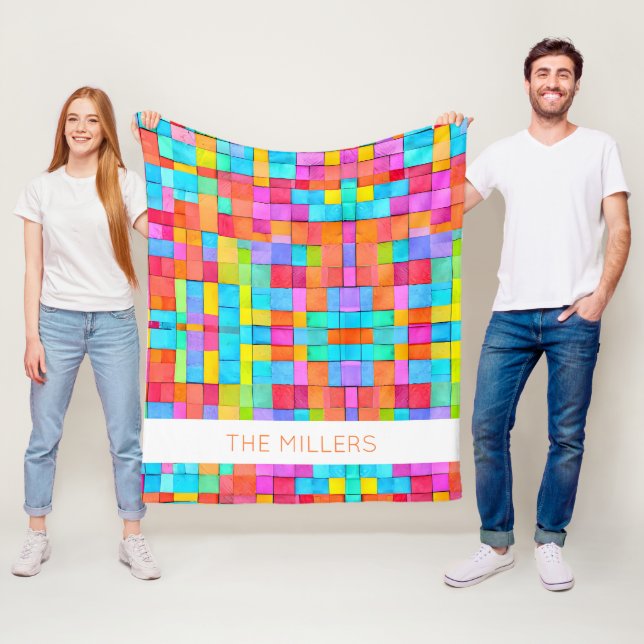 Farbenfrohe Abstrakte Kunstfamilie Name Moderner S Fleecedecke (Beispiel)