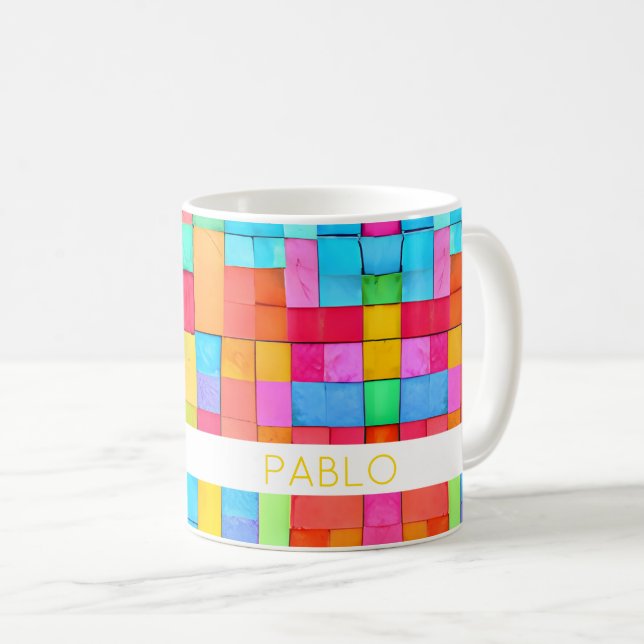 Farbenfrohe Abstrakte Künstlerin NAME Angesagt Mod Kaffeetasse (VorderseiteRechts)