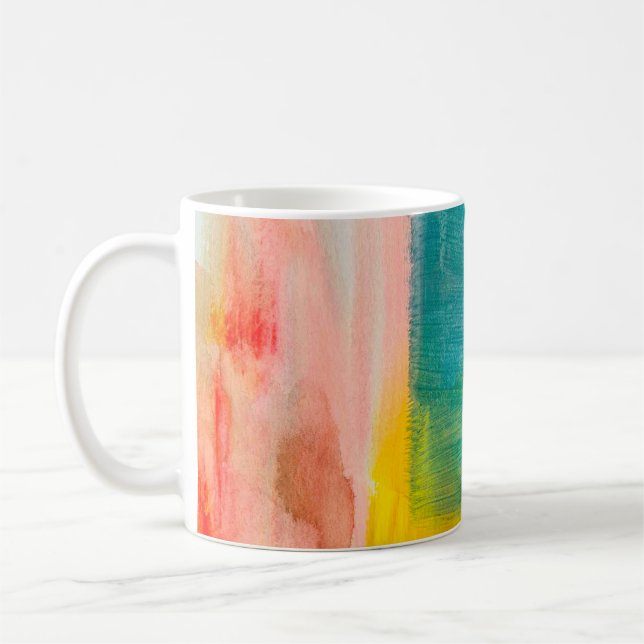 Farbenfrohe Abstrakte Kunstmalerei Hintergrund. Mo Kaffeetasse (Links)