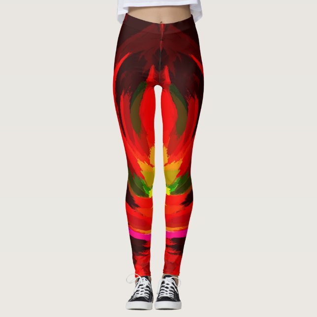 Farbenfrohe Abstrakte Leggings mit Neonlinien-Gala (Vorderseite)