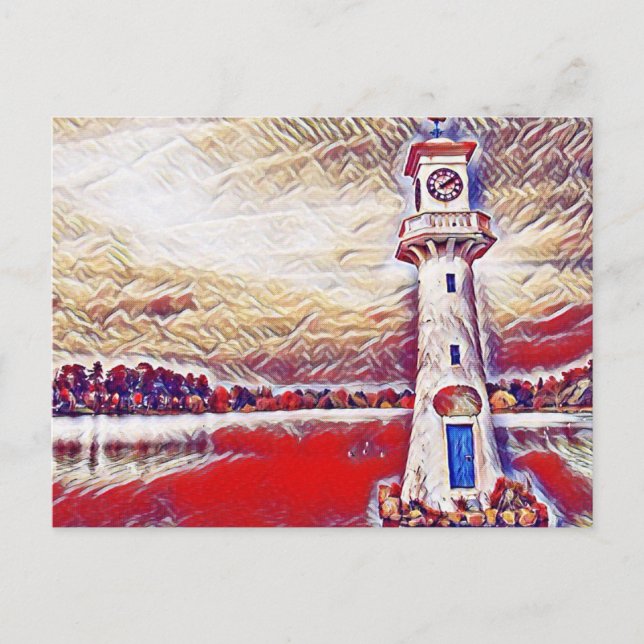 Farbenfrohe Abstrakte Leuchttürme Roath Lake Cardi Postkarte (Vorderseite)
