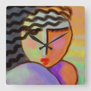 Farbenfrohe Abstrakte Malerei große Uhr