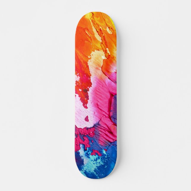 Farbenfrohe Abstrakte Malerei Skateboard (Vorne)