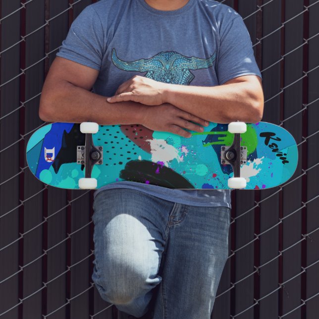 Farbenfrohe Abstrakte Marke Paint D Skateboard (Außenbereich 3)