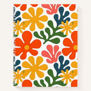 Farbenfrohe abstrakte Matisse-Blumen-Retro-Kunst Notizbuch