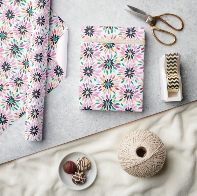 Farbenfrohe Abstrakte Moderne Blume Muster Geschenkpapier (Kunsthandwerk)