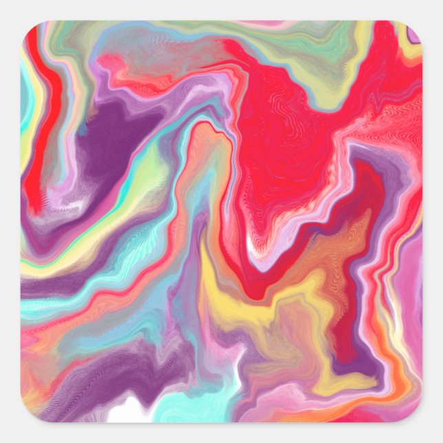 Farbenfrohe Abstrakte Moderne Digitale Kunst Quadratischer Aufkleber (Vorderseite)