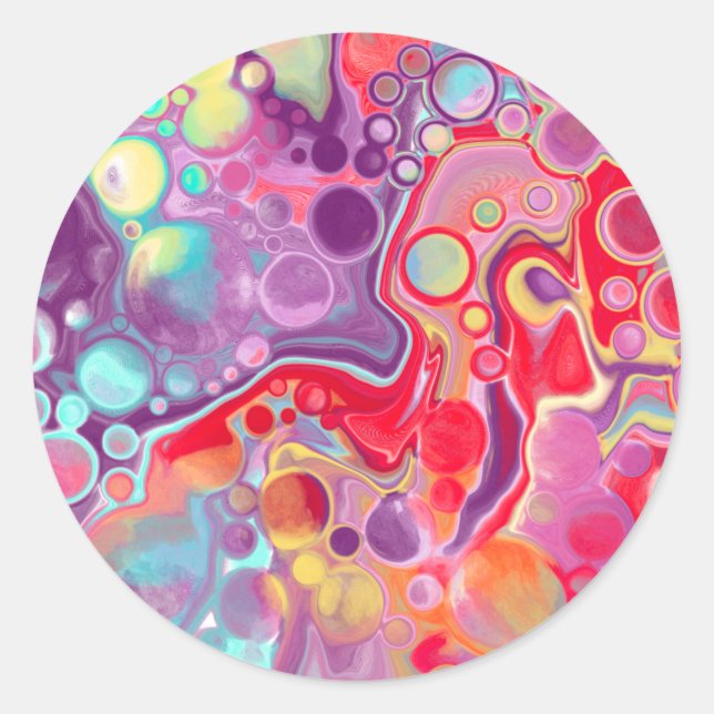 Farbenfrohe Abstrakte moderne digitale Kunst Runder Aufkleber (Vorderseite)