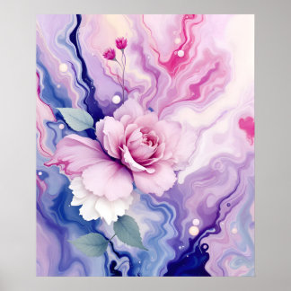 Farbenfrohe Abstrakte Moderne Kunst.Dreamy Rose au Poster