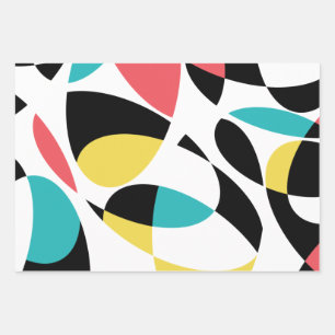 Farbenfrohe, abstrakte, moderne, lustige geometris geschenkpapier set