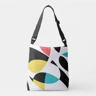 Farbenfrohe, abstrakte, moderne, lustige geometris tragetaschen mit langen trägern