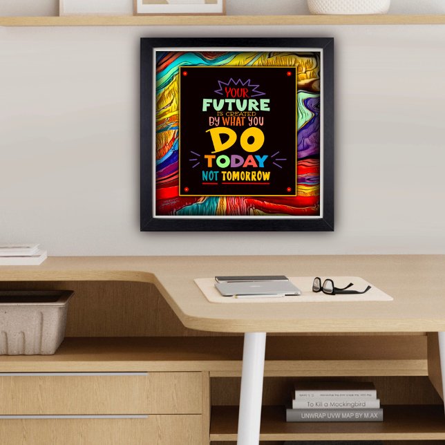 Farbenfrohe Abstrakte Moderne Zukunft Inspirierend Poster (Fun, colorful future quote Classroom Poster by Inspirivity)