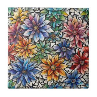 Farbenfrohe Abstrakte Mosaik-Blume Fliese