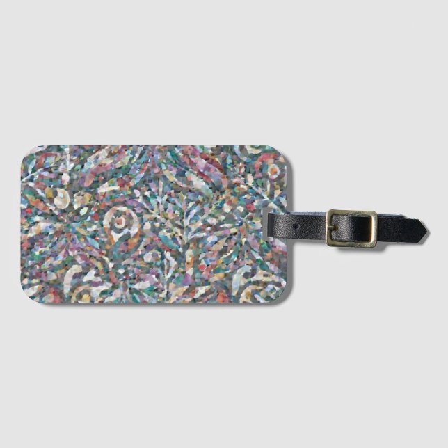Farbenfrohe abstrakte Mosaik-Muster-Laptoptasche  Gepäckanhänger (Vorderseite (Horizontal))