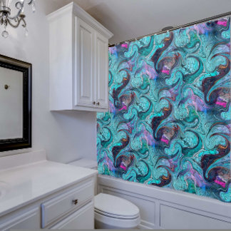 Farbenfrohe Abstrakte Mosaikmedaille oder Drachens Duschvorhang