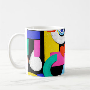 Farbenfrohe abstrakte Muster mit Liebe im Inneren. Kaffeetasse