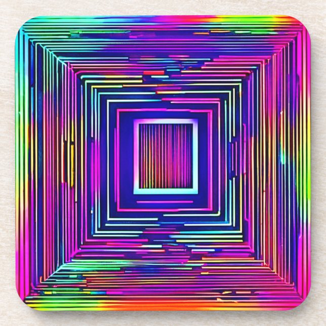 Farbenfrohe Abstrakte Neon Spectrum Art Getränkeuntersetzer (Vorderseite)