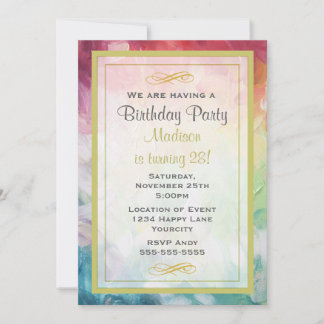 Farbenfrohe Abstrakte Paint Birthday Party Einladung