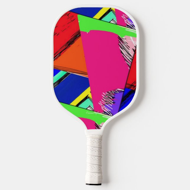 Farbenfrohe, abstrakte Pickleball Paddel Schläger (Rückseite)